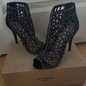 Le Chateau Black Mesh Beaded Heels